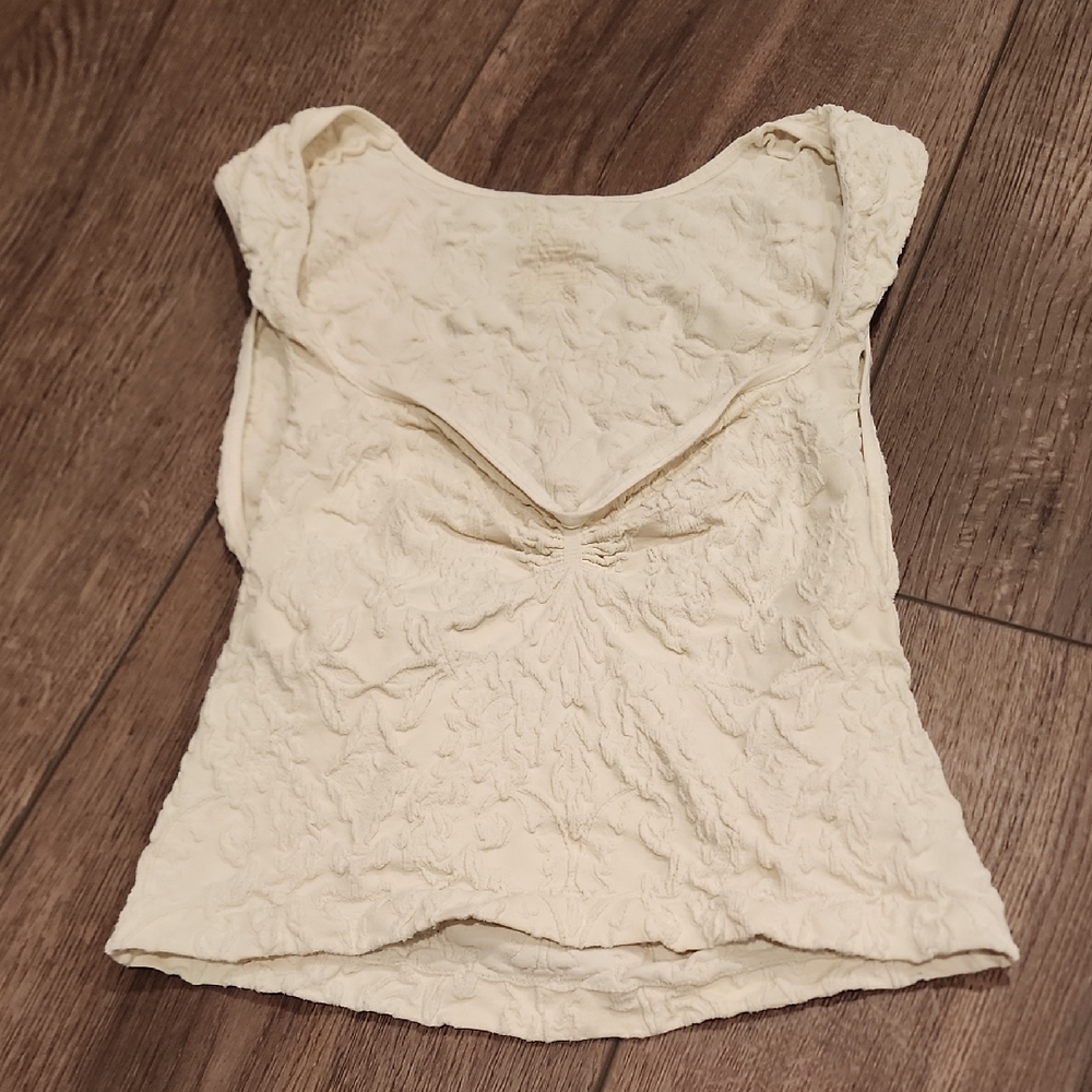 Free People Cream Textured Blouse